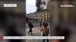 Torino, incendio in un edificio davanti alla stazione: le prime immagini da piazza Carlo Felice