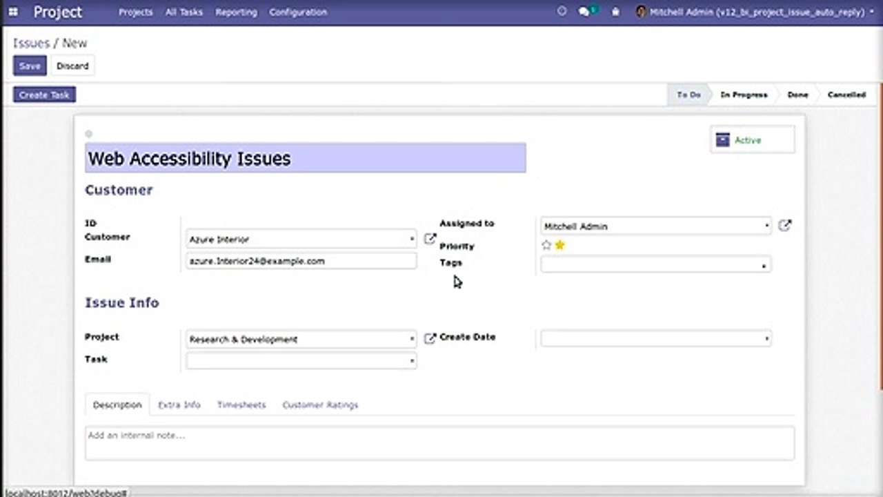 Replay automatically  to customer when project issue created in odoo | Browseinfo