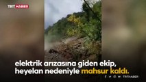 Sinop'ta heyelan anı kamerada