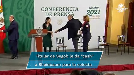 Download Video: “Ya me prestó”: Adán Augusto López le da cash a Sheinbaum para la Cruz Roja