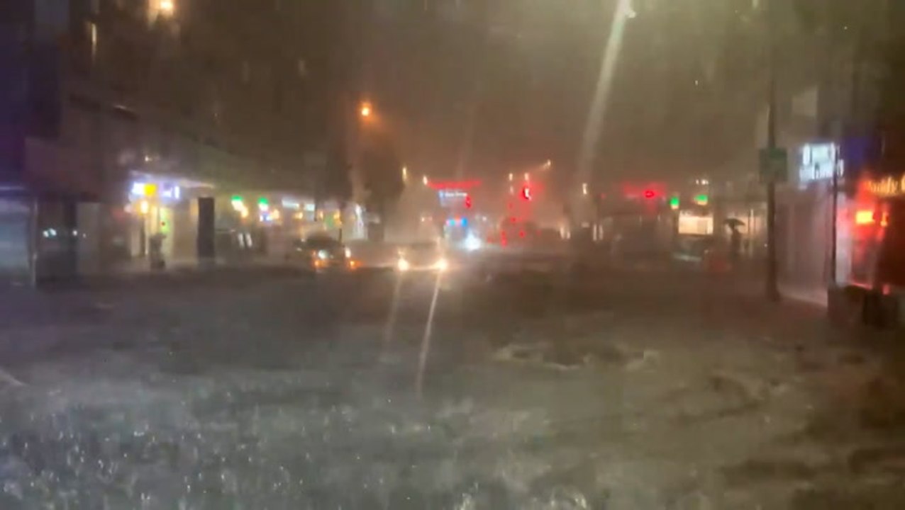 Frightening ride through New York City on a flooded bus