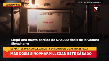 Más dosis sinopharm llegan este sábado