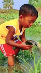 Catching Big Fish by Little Boy