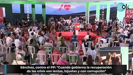 Sánchez, contra el PP: "Cuando gobierna la recuperación de las crisis son lentas, injustas y con corrupción"