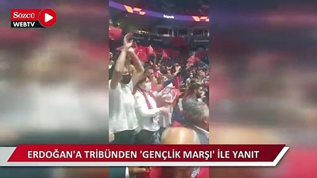 Akşener'e 'Nasıl onlarla aynı yola girersin?' diye seslenen Erdoğan'a ilk yanıt tribünden geldi