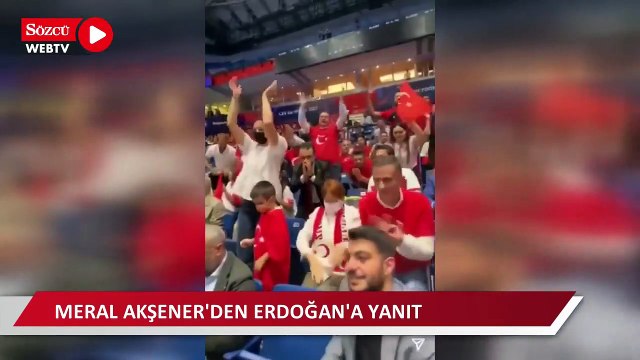 Akşener'e 'Nasıl onlarla aynı yola girersin?' diye seslenen Erdoğan'a ilk yanıt tribünden geldi