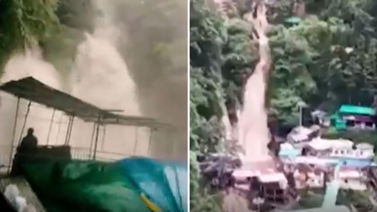 Mussoorie: Water flow of Kempty falls rises