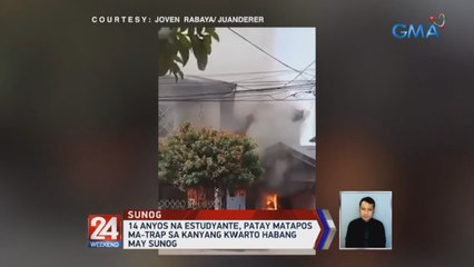 14 anyos na estudyante, patay matapos ma-trap sa kanyang kwarto habang may sunog | 24 Oras Weekend