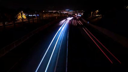Cars on the Road Night time lapse 4k