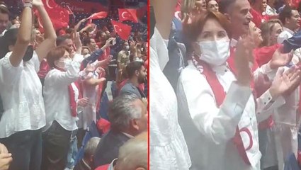Voleybolcu kızlarımıza destek için Sırbistan'a giden Meral Akşener'in tezahürat görüntüleri ortaya çıktı