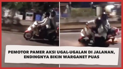 Pemotor Pamer Aksi Ugal-ugalan di Jalanan, Endingnya Bikin Warganet Puas