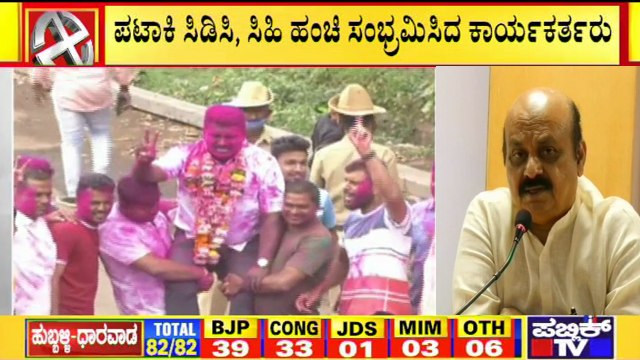 Belagavi BJP Workers Celebrate Bursting Crackers and Distributing Sweets | Corporation Election