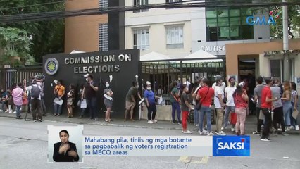 Mahabang pila, tiniis ng mga botante sa pagbabalik ng voters registration sa MECQ areas | Saksi