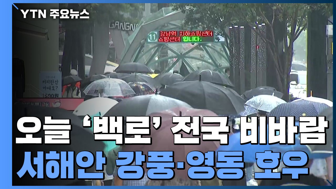[날씨] 오늘 '백로' 전국 비바람...서해안 강풍 주의 / YTN