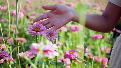 Women with beautiful flowers 4k