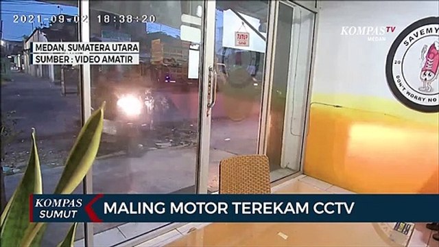 Aksi Maling Motor di Medan Terekam CCTV