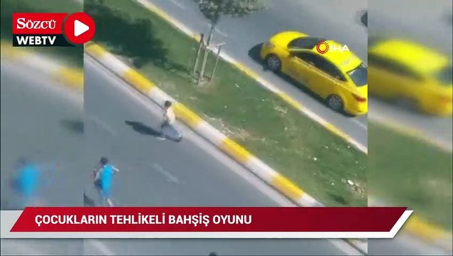 Çocukların tehlikeli bahşiş oyunu kamerada