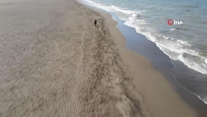 Samandağ sahilinde temizlik çalışmaları devam ediyor