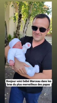 Marceau,, le fils de Mélanie Gonzalez de Familles nombreuses , avec son papa