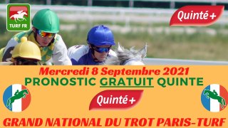 Minute Quinté TURF FR : GRAND NATIONAL DU TROT PARIS-TURF - Mercredi 8 Septembre 2021 - Pornichet La Baule  PMU #252175