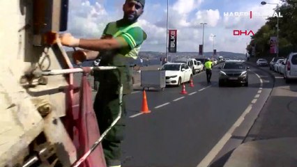 İstanbul Sarıyer'de sahil yolunda çökme