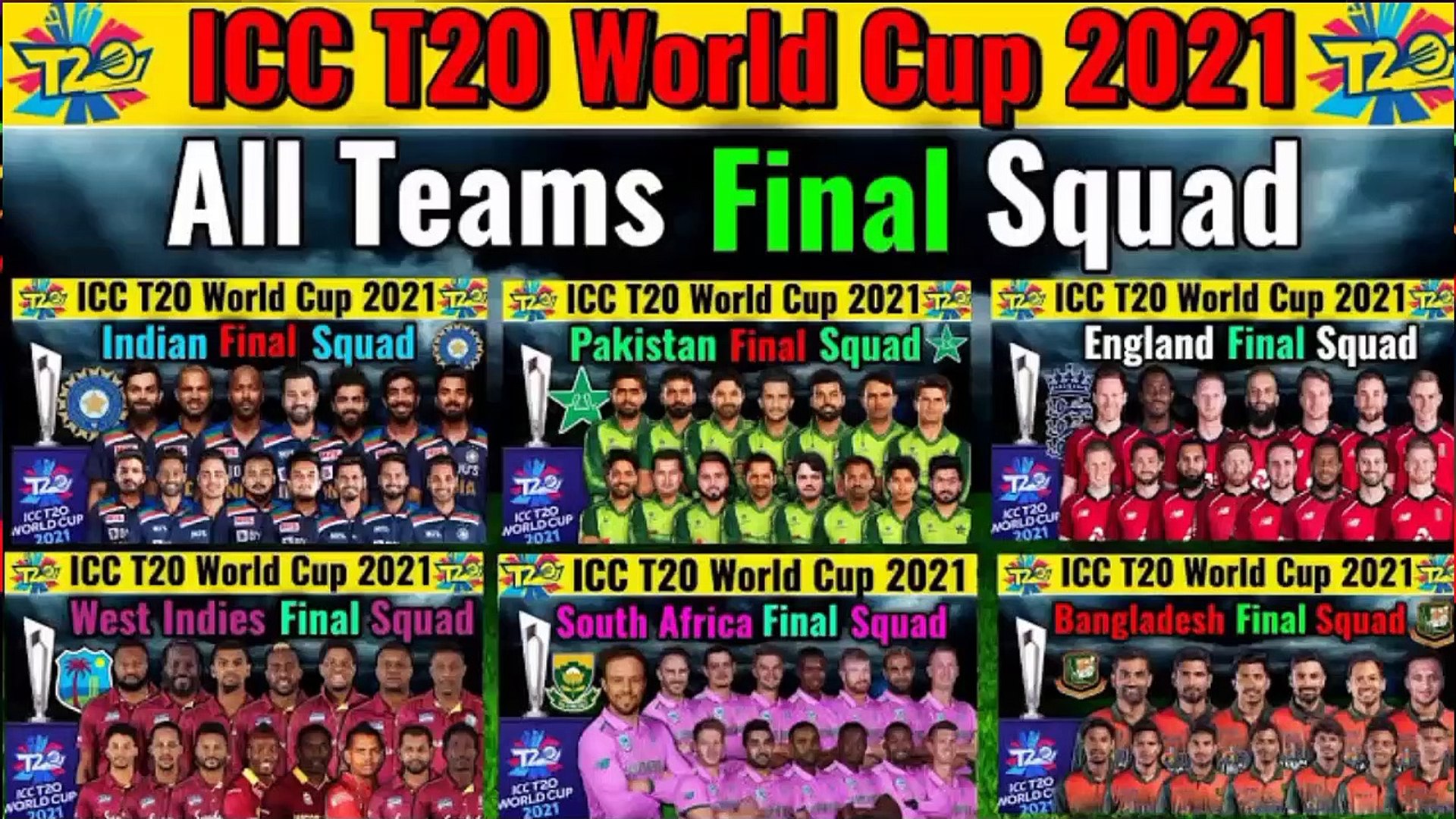 World 2021 squad pakistan cup t20 T20 World