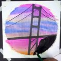golden gate bridge pastel painting Scenery art with Oil Pastel for beginners - Step by Step