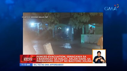Forced evacuation, isinagawa sa 3 barangay sa Malay, Aklan dahil sa pagbahang dulot ng bagyong Jolina | UB