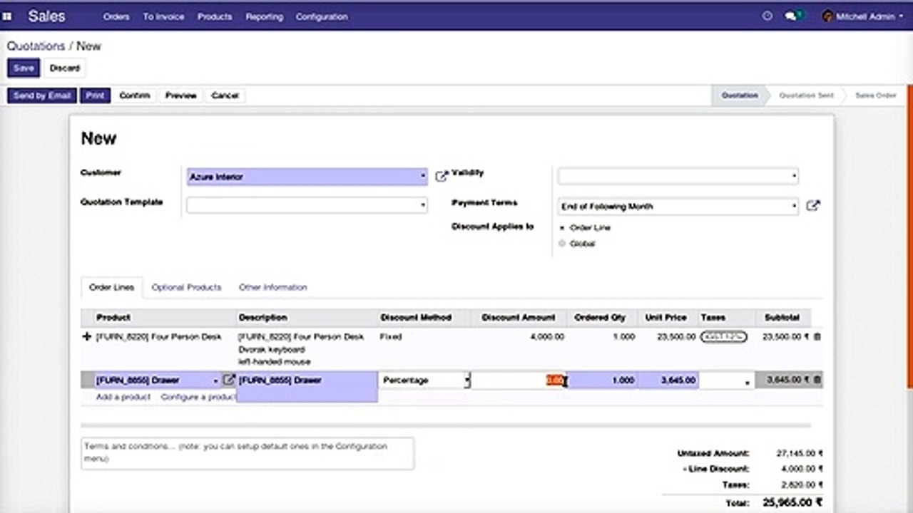 Sales and Customer Invoice Discount with Tax Calculation | Odoo Apps features