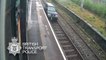 Driver caught on CCTV driving his car along a railway track at a train station is jailed for 15 months