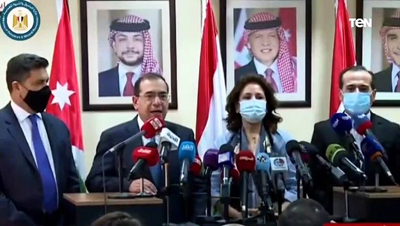 وزراء البترول والطاقة فى مصر والاردن وسوريا ولبنان خلال الاجتماع وتصريحات وزير البترول خلال المؤتمر