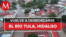 En Hidalgo, tras fuertes lluvias, se volvió a desbordar el río Tula
