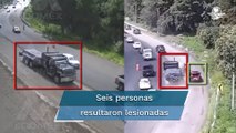 Tractocamión a exceso de velocidad choca contra seis autos en la México-Toluca