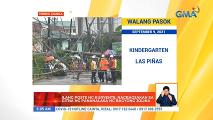 Ilang poste ng kuryente, nagbagsakan sa gitna ng pananalasa ng bagyong Jolina | UB