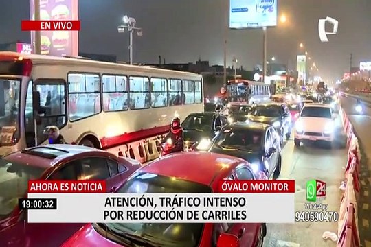 Óvalo Monitor: reportan tráfico intenso por reducción de carriles en Av. Javier Prado