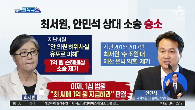 [핫플]최서원, 안민석 상대 소송 승소