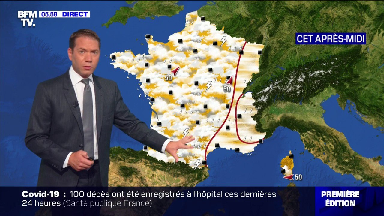 Le temps restera orageux du Sud-Ouest au Nord-Est ce jeudi, les températures chutent