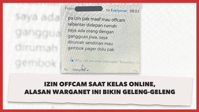 Izin Offcam saat Kelas Online, Alasan Warganet ini Bikin Geleng-geleng