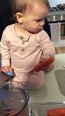 Baby Adds Special Secret Ingredient to Carrot Juice