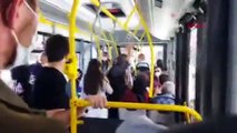 Halk otobüsünde iki kadının ''maske'' kavgası kameralara yansıdı