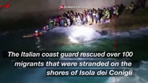 Unbelievable Video of Italian Coast Guards Rescuing Over 100 Migrants From Shore