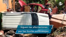 Jeep arrastrada por  lluvias en Ecatepec sigue varada desde hace tres días