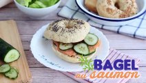 Bagel au saumon, concombre et fromage frais