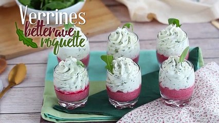 Verrines à la betterave et mousse de roquette