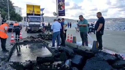 Sarıyer'deki sahil yolunda çökme meydana geldi
