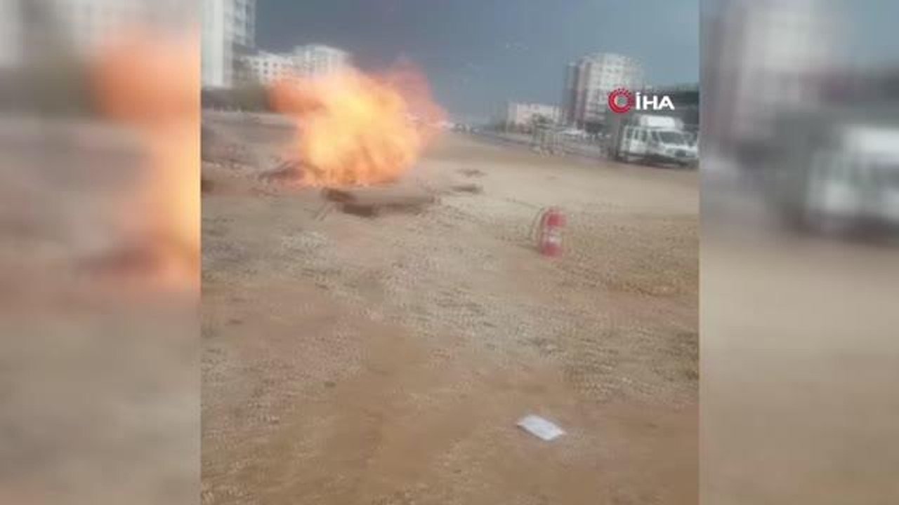 Başkentte yol yapım çalışmaları sırasında patlayan doğalgaz borusu yangına neden oldu