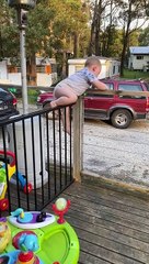 Acrobatic Toddler Can't Be Contained by Fence
