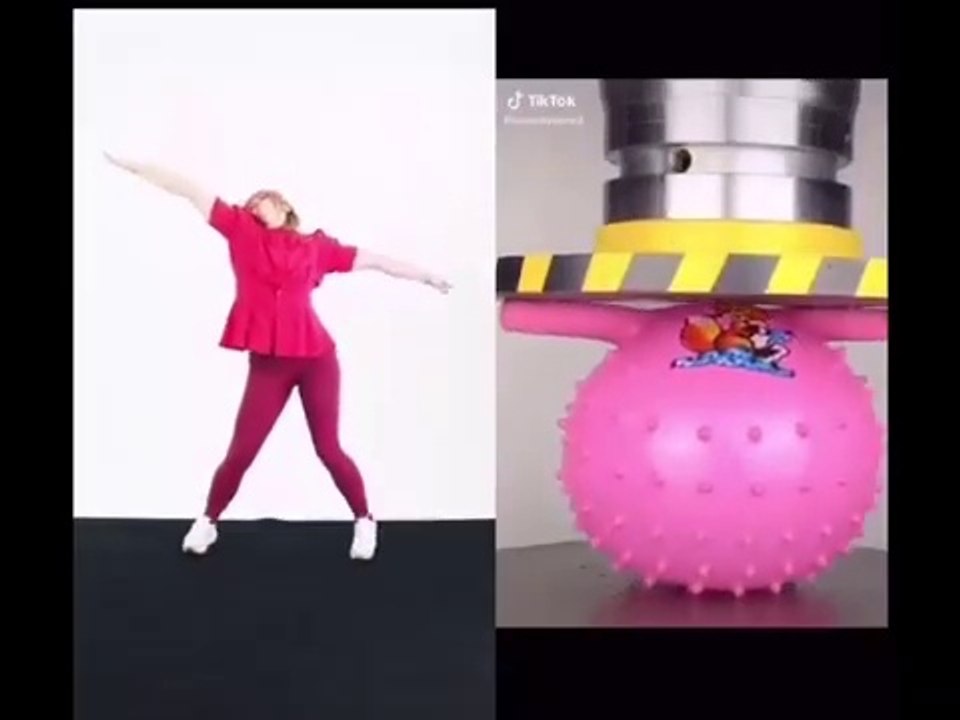 Danseuse VS objets écrasés par une presse hydraulique... Tellement drôle