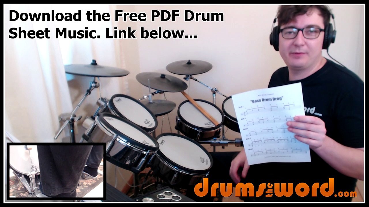 ★ Bass Drum Drag ★ FREE Video Drum Lesson | How To Play DRUM BEAT