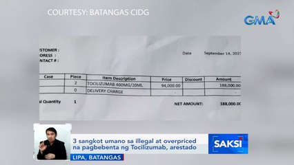 3 sangkot umano sa illegal at overpriced na pagbebenta ng Tocilizumab, arestado | Saksi